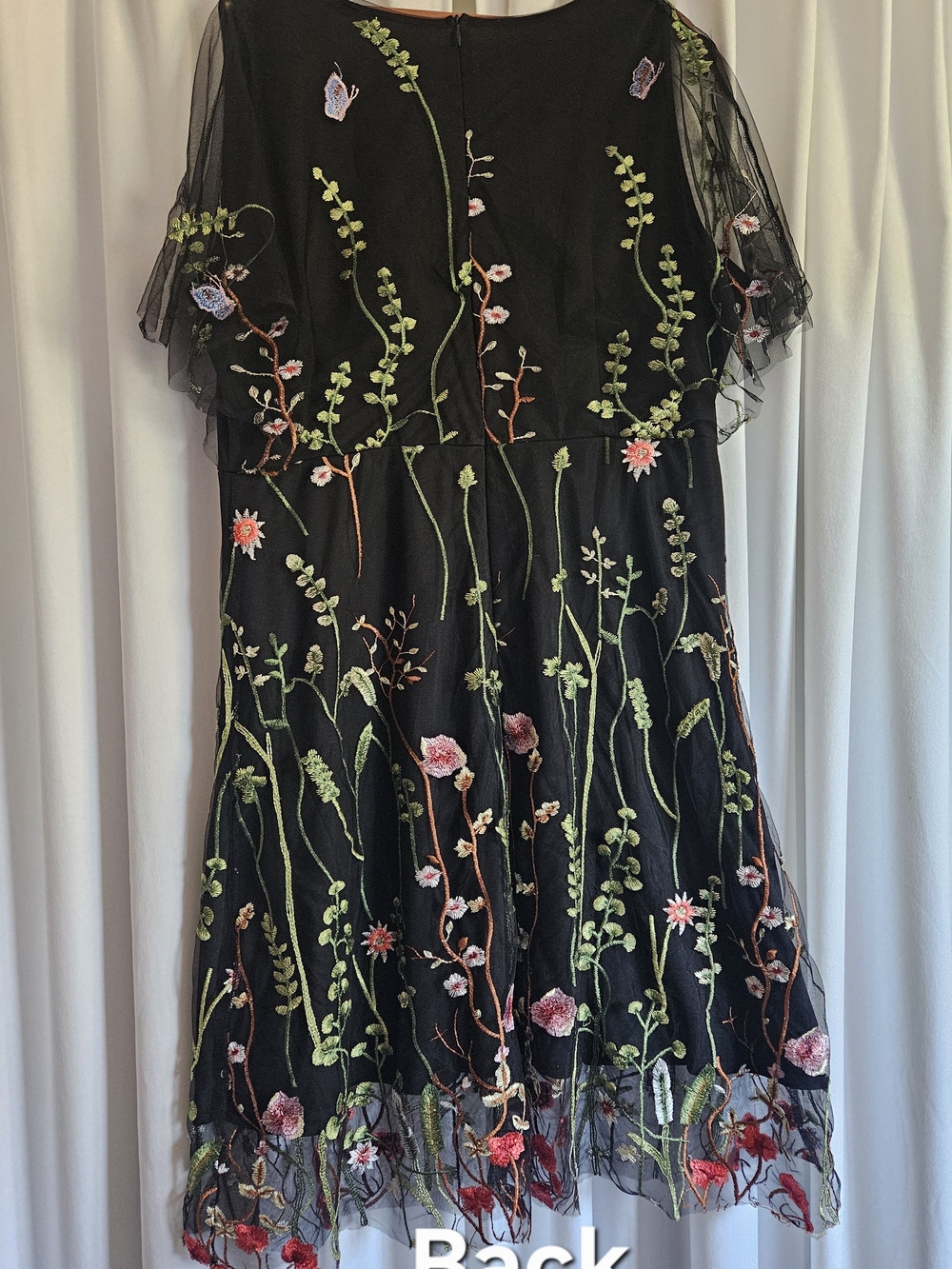 Woman's Black Floral Embroidered Dress